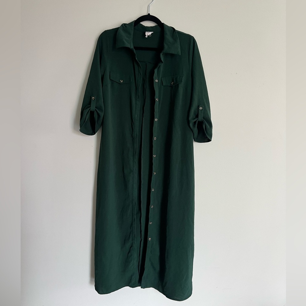NAIF Dark Green Long Sleeve Dress
